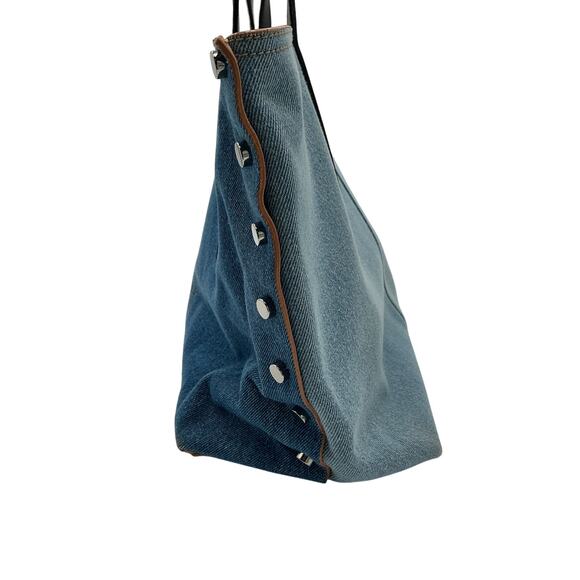 Jimmy Choo Blue Denim Leather Trim Tote Bag - Picture 4 of 6